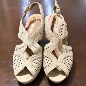 Clarks Beige Peep-Toe Sandals
